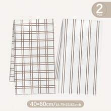 2 piezas Toallas de cocina con estampado geométrico a rayas de color té con leche, 15.75*23.62in(40*60cm), Paños de fibra de poliéster súper suaves, Accesorios de cocina modernos, Lavables a máquina, Adecuados para comedor, cocina, decoración diaria y regalos, Todas las estaciones - Multicolor - Ver 12