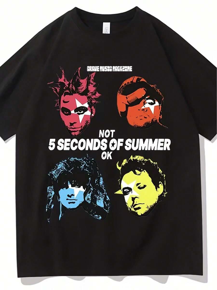 Camisetas de hombre con cuello redondo y diseño original de 5 Seconds of Summer, camisetas casuales de manga corta para hombre