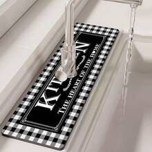 1pc Black & White Plaid Absorbent Mat For Sink Faucet, Made Of Diatomite, Suitable For Kitchen Or Bathroom Countertop, Quick Drying And Customizable - Multicolor - View 6