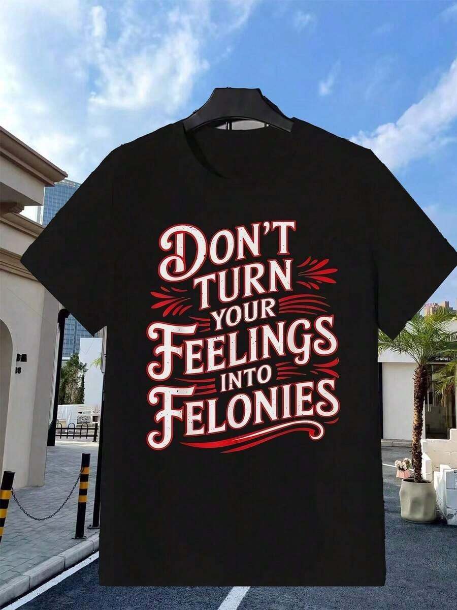 Camiseta Y2K con diseño único "No transformes tus sentimientos en delitos" ideal para los amantes de la moda mexicana, cómoda y estilosa, perfecta para lucir en cualquier ocasión, exprésate con este mensaje audaz que resalta tu personalidad. - Negro - Ver 1