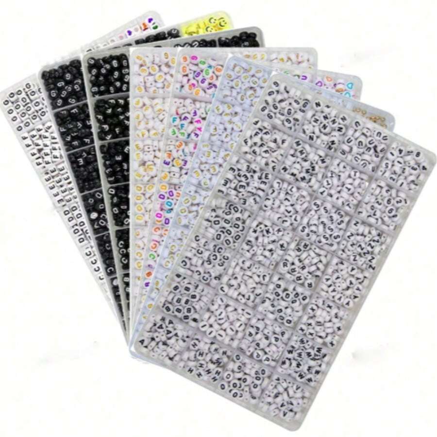 Bộ làm trang sức gồm khoảng 1400 hạt chữ cái acrylic, dùng để tự làm vòng tay, vòng cổ, bông tai, phụ kiện điện thoại, phụ kiện túi xách, trang sức nữ, đồ thủ công mỹ nghệ, bộ hạt thủ công dành cho người lớn. - Bộ hạt chữ cái - Xem 1