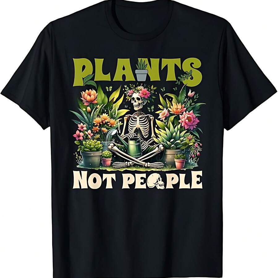 Plants Not People - Camiseta divertida para el amante de la jardinería - Negro - Ver 1