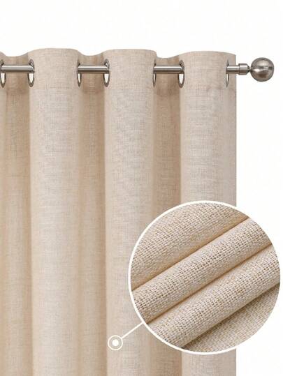 1 tấm rèm cửa hiện đại màu be, chất liệu cotton pha lanh dày dặn, cản sáng một phần - Chống tia UV, cách nhiệt, cản sáng hoàn toàn, kiểu treo có túi và khoen, không tẩy trắng, chủ đề nghệ thuật cho phòng ngủ, cách nhiệt cản sáng một phần, giảm tiếng ồn - Lý tưởng cho phòng ngủ, nhà nông thôn và trường học, giúp ngủ ngon (Trọng lượng vải 220g)