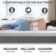 Colchón de futón japonés 100% espuma cómoda de alta densidad colchón plegable de 3.5 pulgadas de grosor ideal para comodidad y apoyo sofá de cama para niños Individual - Gris - Ver 5