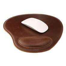 Tappetino per Mouse Ovale Londo in Pelle con Poggiapolso Marrone scuro - Marrn - Ver 2