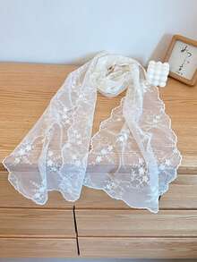 1 pieza Pañuelo de mujer de verano con estampado floral, ligero y transpirable de encaje, adecuado para salidas diarias, viajes y combinar con atuendos - Multicolor - Ver 12
