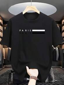 Men's Short-Sleeved T-Shirt With A Crew Neck And Creative Print, Suitable For Fitness And Outdoor Activities. Comfortable And Breathable, Ideal As A Gift. A Very Distinctive Printed T-Shirt / Unisex Style / Suitable For Both Men And Women / Wrinkle-Resistant / Breathable / Men's T-Shirt - 黑色 - 查看 1