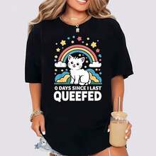 Women's Christmas T-Shirts, Funny Holiday T-Shirts, New Year's T-Shirts With Loving And Humorous Prints For Adults, 100% Cotton, Graphic Printed T-Shirts For Women, Casual Round Neck Short Sleeve T-Shirt, 1 Piece, Fashionable T-Shirt, Breathable And Comfortable. - 愛-04 - 查看 3