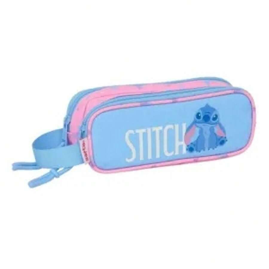 Safta Stitch 小號三層史迪奇鉛筆盒,附彈性背帶,兒童學校文具盒,1格隔層拉鍊款,返校季適用 - 雙倍的 - 查看 1