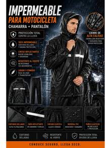 Trajes de lluvia impermeables para hombres y mujeres perfecl con tiras reflectantes llamativas y Pantalones XXXXL - A - Ver 5