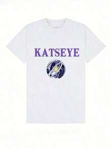 Ropa de Verano Personalizada para Mujer, Camiseta Casual de Algodón Suave con Cuello Redondo, Diseño Exclusivo del Grupo KATSEYE Girl con Estampado de Insignia Planetaria. - Camiseta Unisex de Estilo Urbano Vintage, de Algodón, Manga Corta y Cuello Redondo. - Blanco - Ver 2