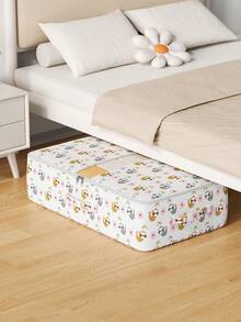 1PC Foldable Sloth Print Under Bed Storage Bag, Heavy Duty Dustproof Moistureproof Organizer With Reinforced Handle And Zipper, Large Capacity Suitable For Bedroom Living Room Dorm To Store Clothes Blankets Toys And Sundries - White - View 5