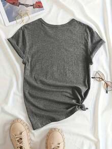Camiseta de moda de primavera-verano para mujer con estampado vintage del año 1978 - Blusa casual estampada para salidas. - Negro - Ver 7