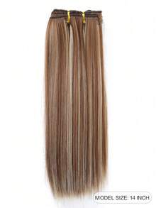 Tóc nối kẹp 14 inch cho nữ, tóc giả dài thẳng, bộ 4 miếng, tóc dài vừa, tóc nối bồng bềnh tự nhiên, kẹp tóc giả, tóc nối - Nhiều màu - Xem 2