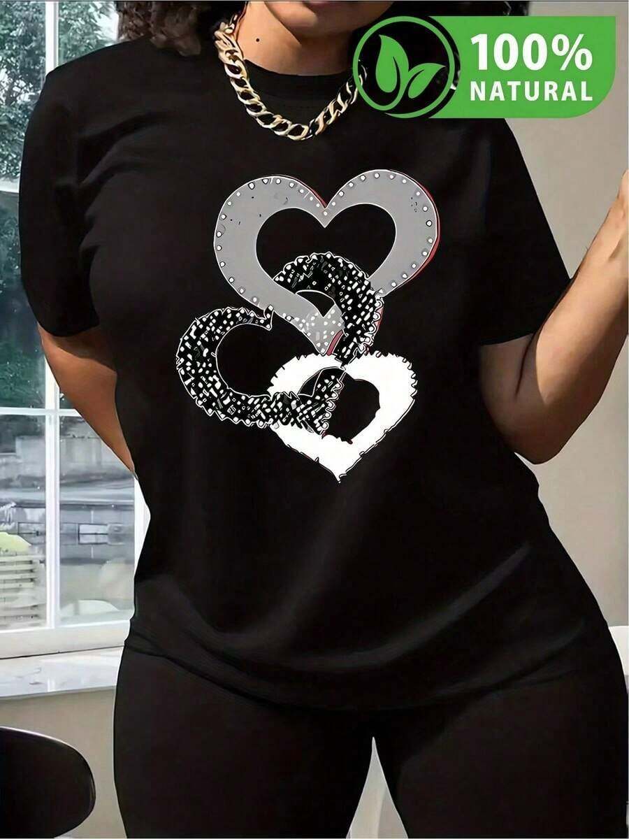Camiseta con Diseño de Corazones Entretejidos Estilo Urbano Chic Casual Ideal para Regalos 2023 Cómprala Ahora en Oferta Exclusiva México - Negro - Ver 1