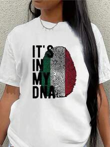Camiseta de manga corta con diseño de la bandera italiana. Adecuada para uso casual en casa, en restaurantes o para actividades al aire libre. Tejido ligero y resistente. Ajuste cómodo.blusa casual mujer - Blanco - Ver 1