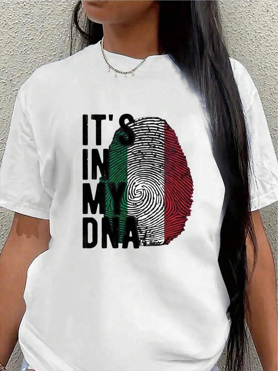 Camiseta de manga corta con diseño de la bandera italiana. Adecuada para uso casual en casa, en restaurantes o para actividades al aire libre. Tejido ligero y resistente. Ajuste cómodo.blusa casual mujer - Blanco - Ver 1