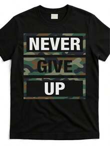 Camiseta negra Y2K con diseño camuflaje y mensaje motivacional Nunca Te Rindas para hombres y mujeres ideal para expresar tu estilo urbano y actitud positiva perfecta para cualquier ocasión casual y una declaración de moda en - Negro - Ver 8