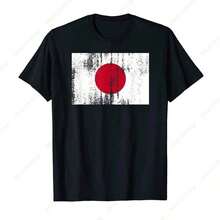 Japanese Flag T-Shirt, Japanese Flag Printed T-Shirt, National Pride, Cotton, Travel And Leisure Gift, Women's T-Shirts - 黑色 2 - 查看 7