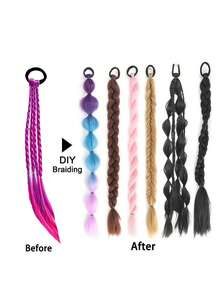 5pcs/2pcs Kids Hair Accessories Colorful Braided Ponytail Hair Ties Hair Bands Hair Accessories For Girls - Multicolor - View 5