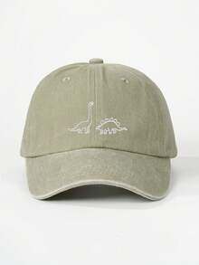 1pc Matte Washed Children's Baseball Cap, Embroidered Dinosaur Design, Bone Shaped Brim, Suitable For All Seasons - Baseball Cap - View 8