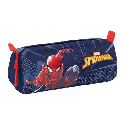 Safta | Triple Pencil Case Spider-Man School Pencil Case For Kids And Teens With 3 Compartments With Zipper And Central Interior Pocket, Blue Silicone Kids School Case, Front Pocket