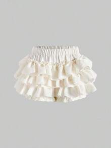 Kawaii Falda pantalón con volantes de color contrastante para mujer - Albaricoque - Ver 1