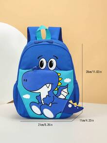 1 pieza Mochila con patrón de dibujos animados, posición de impresión aleatoria - Azul - Ver 7