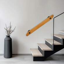 Rambarde d'escalier murale en bois massif, antidérapante, capacité de charge de 100 kg, idéale pour les escaliers, salles de bains, couloirs, villas, hôtels et espaces intérieurs et extérieurs, 80 x 8 cm, couleur bois. - Couleur du bois - Voir 2