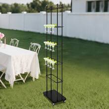 SanBouSi Champagne Holder, Wine Glass Stemware Rack, Champagne Flute Holder With Wheels - Black - View 11
