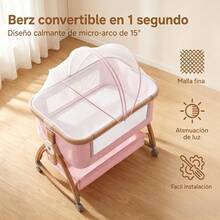 Cuna Colecho Multifuncional Para Bebé Y Mosquitero Y Ruedas Andadera para bebe Graduación preescolar Ropa para bebe de niña Sillon para bebe Alberca para niños - Rosa - Ver 6