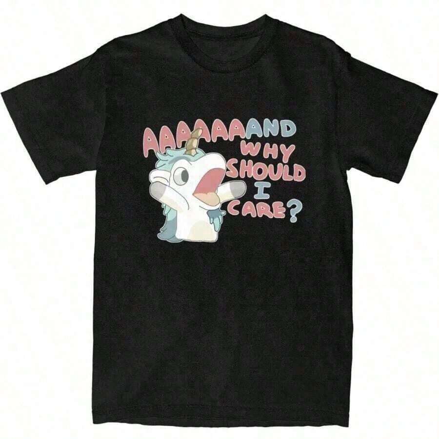ropa de mujer Camiseta para hombre y mujer Why Should I Care Camisetas Unicorse Harajuku Hot Anime Blueyed Beach Tees Y2K Basic Pattern 100 Cotton Tees 100Cotton camisas de mujer - Negro - Ver 1