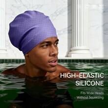 WATERTIME Large Swim Cap Long Hair, Dreadlocks, Weaves, Hair Extensions, Braids, Curls Afros Designed Long Hair, Soft Silicone Pool Cap Women Men - Navy Blue + X-large - View 4