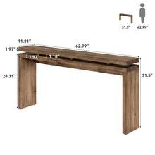 FINMIND Solid Wood Console Table, 63-Inch Farmhouse Sofa Table For Behind Couch, Wood Console For Entryway, Hallway, Living Room, Rustic Brown - 鄉村棕色 - 查看 3