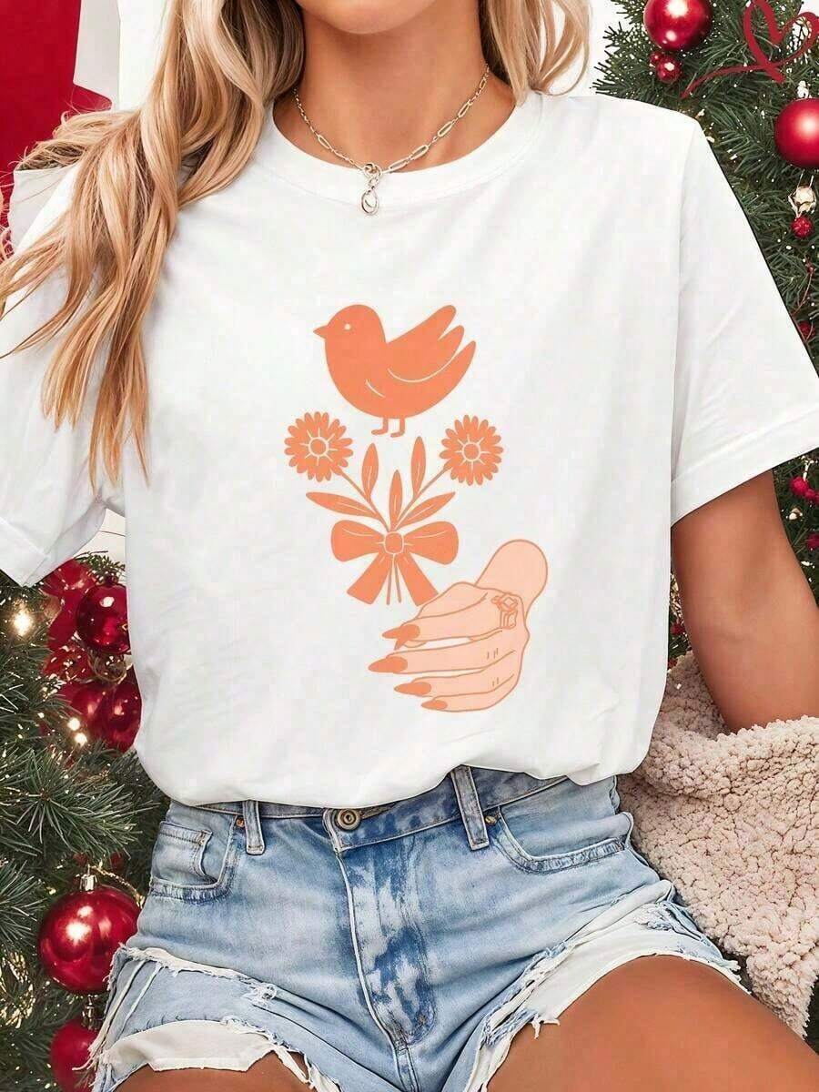 1 Piece Of Women's Pure Cotton T-Shirt, Short Sleeve, Round Neck, Casual Top, Soft And Breathable, Basic T-Shirt, Sizes S-XXXL Available, Summer Fashion, Daily Wear, Loose Fit, Suitable For All Seasons, 180g 100% Cotton. - 白色 13 - 查看 1