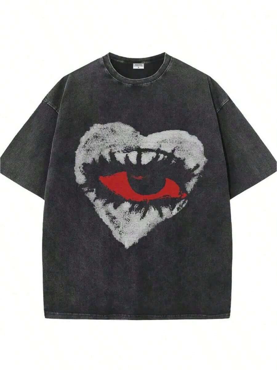 Ropa Y2k para Mujer, Camiseta de Moda con Estampado de Letras en Doble Cara, Camiseta Casual de Estilo Urbano de Verano, Top de Manga Corta con Cuello Redondo y Hombros Caídos, Camiseta de Algodón Puro.Tops de Verano Holgados y Cómodos para Mujer, Estilo Vintage - Blanco - Ver 1