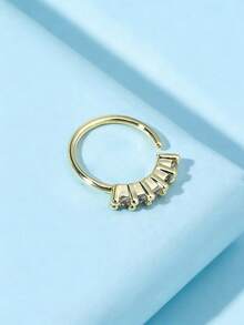 1pc Fashionable Minimalist Single Row Zirconia Nose Ring, Nose Piercing Jewelry For Women - Yellow Gold - View 3
