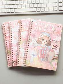 1pc A5 Spiral Notebook, 60 Pages Per Book, Thick Loose-Leaf Notebook, Cute Fresh Student Side-Flip Memo, Includes 4 Books, School Supplies, Back To School Guide - A - View 8