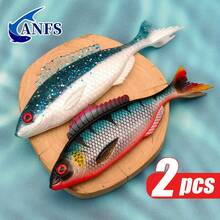 2pcs Soft Fishing Lure Kit -Lifelike Soft Lure With 3D Eyes, Soft Artificial Baits For Freshwater Saltwater Fishing - Multicolor - View 4