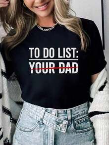 Camiseta de Algodón Estilo Vintage con Estampado de Eslóganes de Lisboa, 100% Algodón, Lista de Tareas, Tu Papá, Divertida, Sarcástica, Regalo de Anime para Papá, Camiseta para Niñas, Niños, Adolescentes, Mujeres, para el Verano, para Uso Diario - Negro - Ver 7