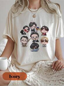 Camiseta  Chibi 2.0 Arirang, Sudadera con Gráficos del Grupo  Tour 2026, Sudadera con Capucha Inspirada en los Fans - Negro - Ver 6