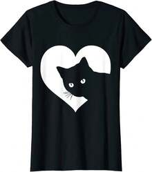 Camiseta para amantes de los gatos, regalo divertido para mujeres y niñas. - Negro - Ver 5