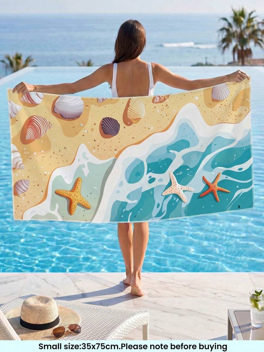 1件海灘毛巾、浴巾、游泳毛巾、貝殼印花海灘毯,超強吸水毛巾適用於浴室,所有尺寸均有,特大號尺寸亦有,適用於游泳、健身、瑜伽,柔軟舒適的超細纖維毛巾,輕便便攜,防風防紫外線,防沙 - 彩色 - 查看 1