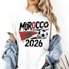 USA 2026  Fan T-Shirt, American Football Fan T-Shirt With American Flag, Support The USA National Team For The 2026 World Cup T-Shirt, Gift For The US National Team. Women's T-Shirts - 白色 2 - 查看 7