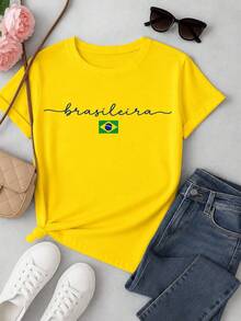 Women's Brazilian Cup T-Shirt/Blouse 2026 Stylish 100% - Yellow - View 1