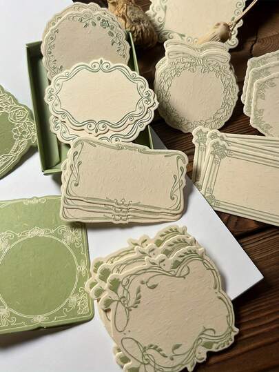 30pcs/Box Vintage Boxed Memo Pads, Embossed Special Paper, Thick Card Paper, Artistic Embossed Decorative Paper For Diary And Scrapbooking