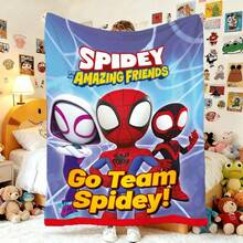 1pcs S Pidey And His Amazing Friends Fleece Blanket Versatile Multi-Purpose Soft Cozy S Pider-Man Throw Blanket For Sofa Bed Living Room Couch Travel Camping Office Nap Car Decorative Warm Cartoon Plush Blanket M Arvel Fans Gift - Nhiều màu - Xem 1