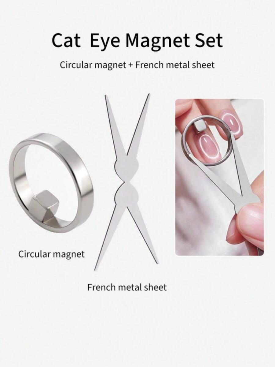 1/3/4pcs Round Cat Eye Magnet Tool Set, Easily Create Hollow Cat Eye And French Cat Eye Effects. Multifunctional Nail Art Magnet Set, Suitable For Beginners And DIY Home Use.