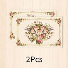 1 pieza Mantel individual de lino con estampado floral, tapete para desayuno, posavasos de café, base para tazón, accesorio de cocina, fácil de limpiar, apto para el hogar, restaurante, decoración del comedor, regalo festivo, regalo para amigos, juego de múltiples piezas - Multicolor - Ver 22