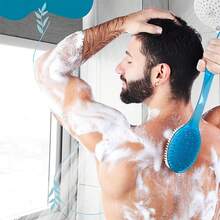 1pc Ergonomic Long Handle Bath Brush, Soft Nylon Bristles, Multi-Function Shower Massage & Body Exfoliating Brush - 1pc Blue - View 4